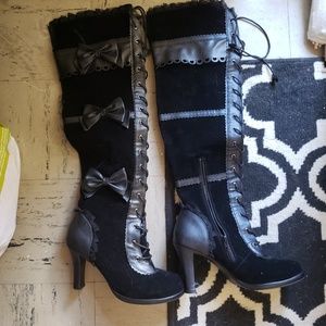 Underground Velvet Over the knee Boots